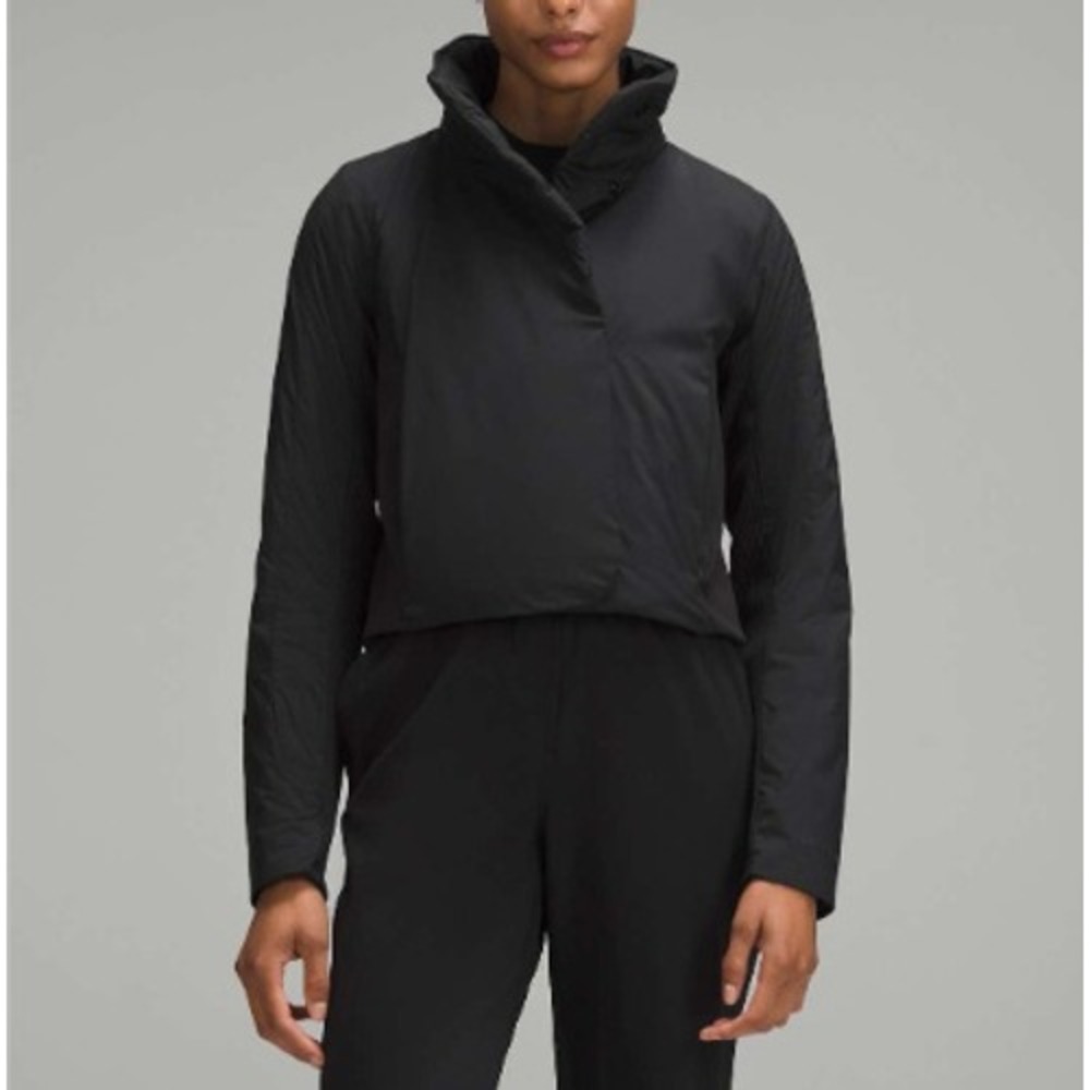 Lululemon Sleek City Jacket Insulated Cropped Black Primaloft Wrap Snap W4CCTS 6